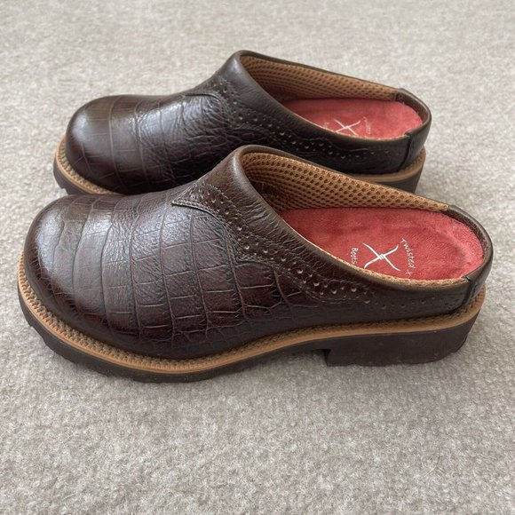 Twisted X Shoes - Twisted X Boots Shoes Womens Size 6 Brown Leather Mules Clogs Casual Western